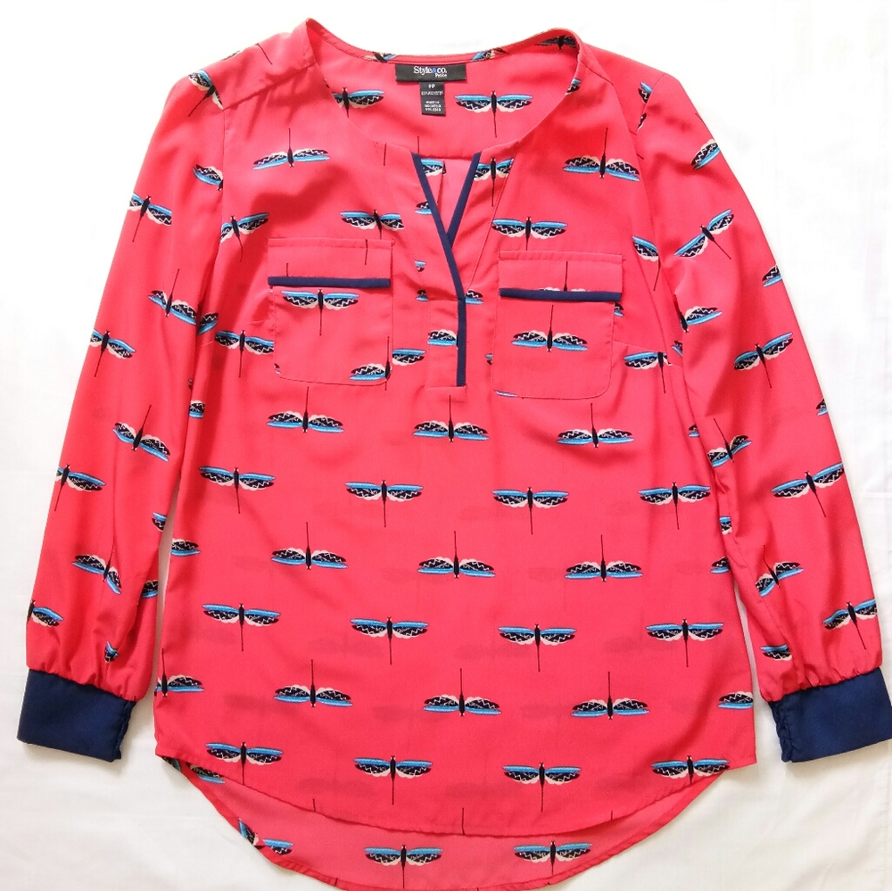 🔵2/$15🔵NWOT Style & Co Long Sleeve Orange/Red